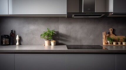 Modern style kitchen with light worktop