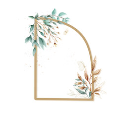 frame invitation card, watercolor leaves decoration for cards design