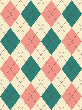 Argyle pattern. Pink , green Seamless geometric background for clothing, wrapping paper.
