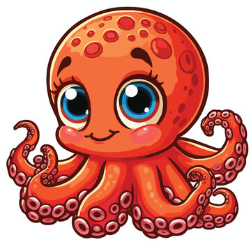 cute octopas vector on white background.