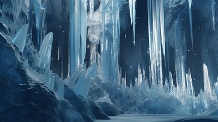 Ice crystals texture. Winter background. Cold frozen art background. 