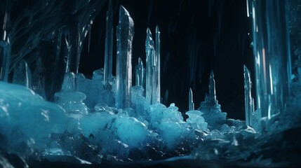 Ice crystals texture. Winter background. Cold frozen art background. 