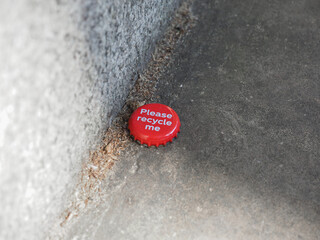 recycle me message on bottle cap - 749402980