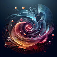 Abstract Transparent Liquid Banner with Concentric Circles and Ripples on Dark Background