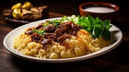 Arab rice, Ramadan food in middle east usually served with tandoor lamb and Arab salad