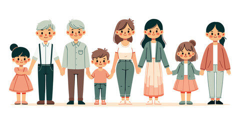 Cute cartoon family member portriat.