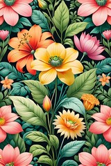 Floral and botanical textile pattern design ai generated