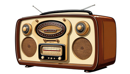 retro radio isolated with transparent background