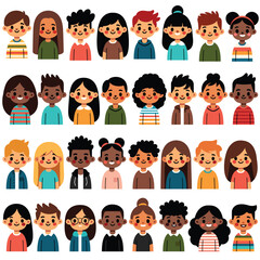 Cute cartoon kid student avatar, people icon.	