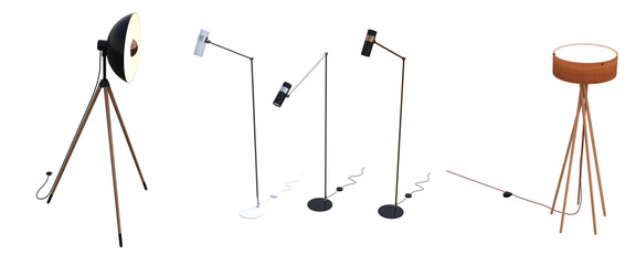 floor lamp isolated on white background, interior lighting, 3D illustration, cg render