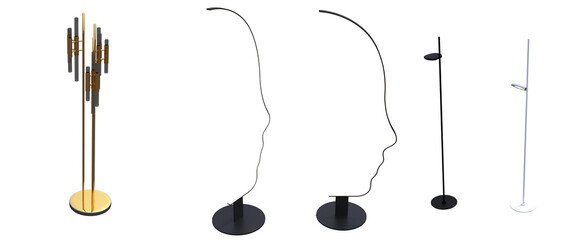 floor lamp isolated on white background, interior lighting, 3D illustration, cg render