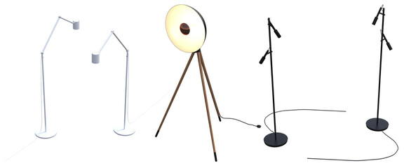 floor lamp isolated on transparent background, interior lighting, 3D illustration, cg render
