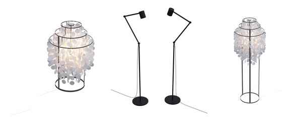 floor lamp isolated on transparent background, interior lighting, 3D illustration, cg render
