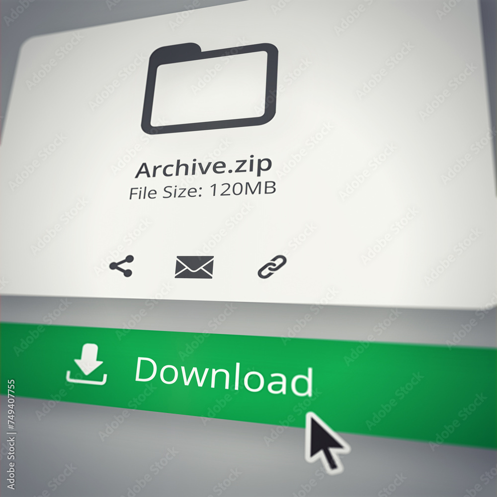 Poster html, download and archive zip with file size or digital content and webpage attachment of informati
