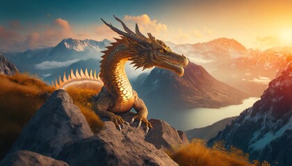 Obraz premium dragon at sunset