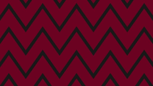 Striped, zigzagging seamless pattern. Zig-zag line texture. Striped geometric background. Red, black contrast colored background loop Animation. video high quality 4k