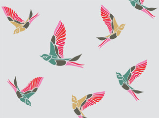 Colorful flying birds pattern