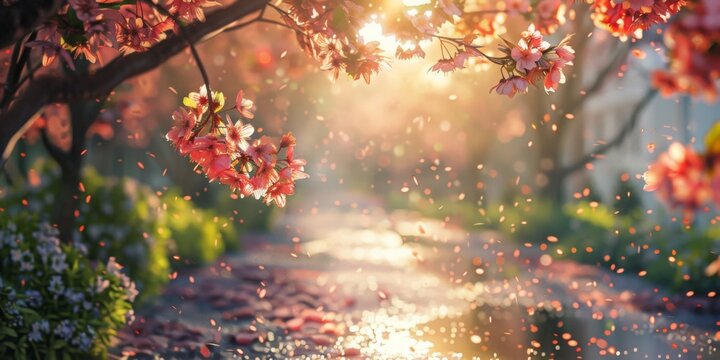 autumn leaves in the rain, spring weather banner, poster, spring weather background, spring background