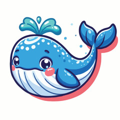 cute whale vactor on white background.