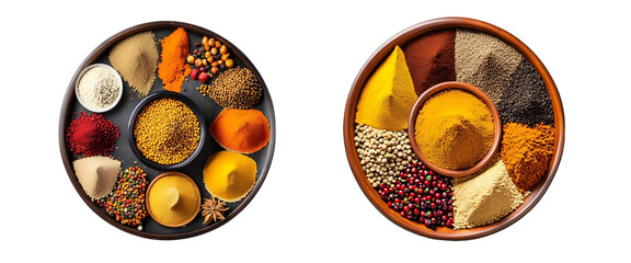 collection of spices in a big bowl vibrant colors isolated on transparent background AI Generative