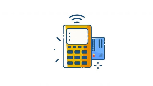 Payment Card Animated terminal. Print check. Online payment. Vector animation. 