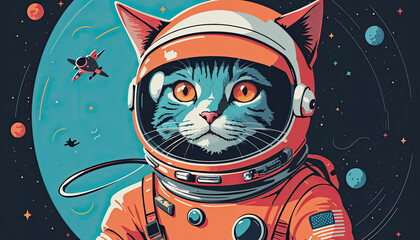 cat on the moon astronaut and spaceship or astronaut in space or cat astronaut in space or astronaut cat or astronaut with cat or cat cosplay astronaut or cat costume astronaut