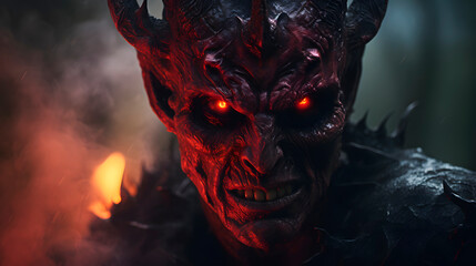 portrait of the devil, close up shot of satan - obrazy, fototapety, plakaty