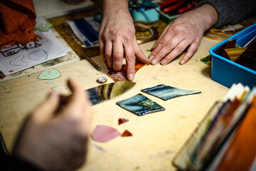 Stained glass workshop. Creative workshop.