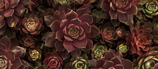 This close-up shot showcases a bunch of vibrant Spring garden liveforever flowers, also known as Sempervivum charadzeae or houseleeks, highlighting their intricate petals and colorful blooms.