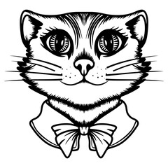 Hand draw cute cat coloring book or active page