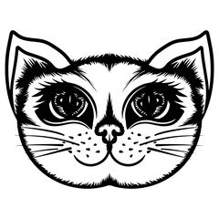 Hand draw cute cat coloring book or active page