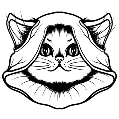 Hand draw cute cat coloring book or active page