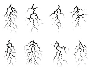 Vector set of cracks in the ground, cracks from natural disaster or drought.