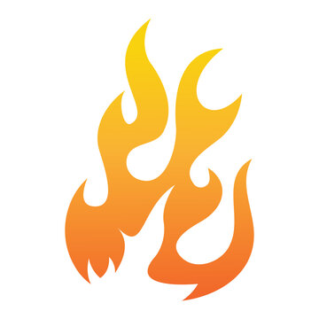 Danger concept or fire logo design. Gradient. Orange fire isolated on white background.