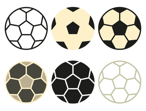 Soccer balls in different styles. Vector image of soccer balls.