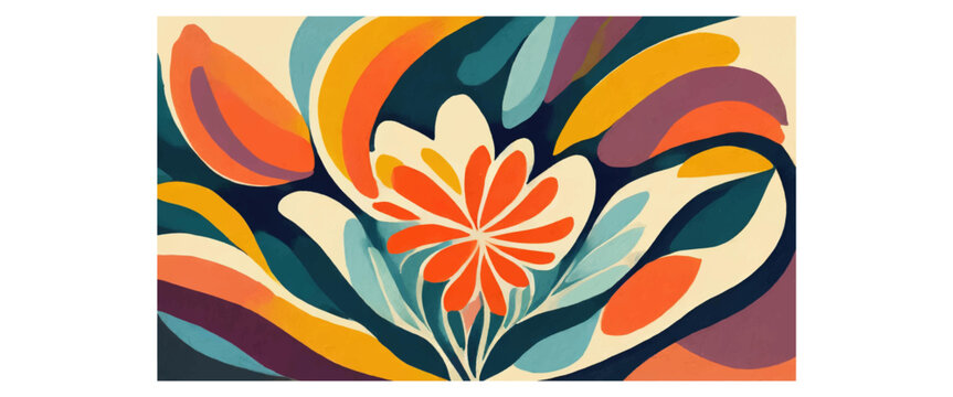 Floral background illustration in 70s style.