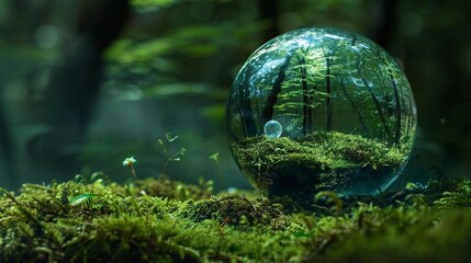Mysterious Crystal Ball Revealing a Forest Scene 