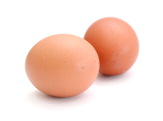 Red eggs on a white background - stock photo
