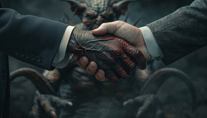 A man's handshake with the devil is not a pure business transaction. - obrazy, fototapety, plakaty