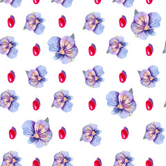 seamless background with violet and red berry