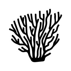 Vector single sea coral. Hand drawn doodle illustrations