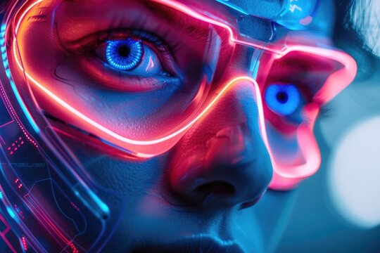 Science fiction image of a futuristic cyberpunk superhero. Generative Ai