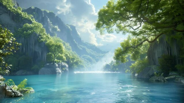 Tropical island, background, 4k, animation video, Seamless looping, footage, generative Ai