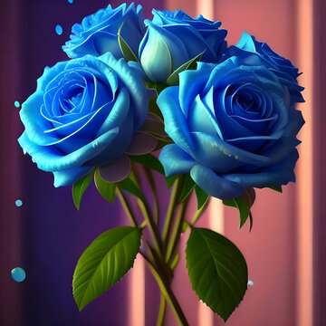 red roses, white roses, blue roses, a floral bouquet of colorful roses in red, white, and blue. Flowers with gorgeous colors.generative ai