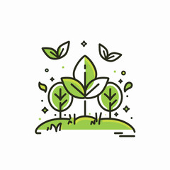 Green environment icon. Stroke outline style. Vector.