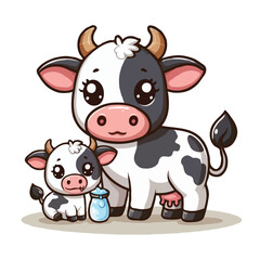 Naklejka premium cute cow vector on whait background.