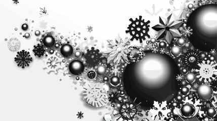 vector black white Christmas with ball gear