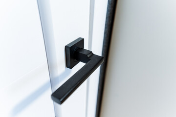 Automotive design Electric blue rectangle door handle on white vehicle door