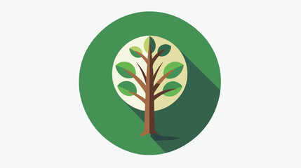 Vector illustration of Ecology tree sign icon on green