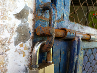 Old Metal Padlock. Selective focus. 
